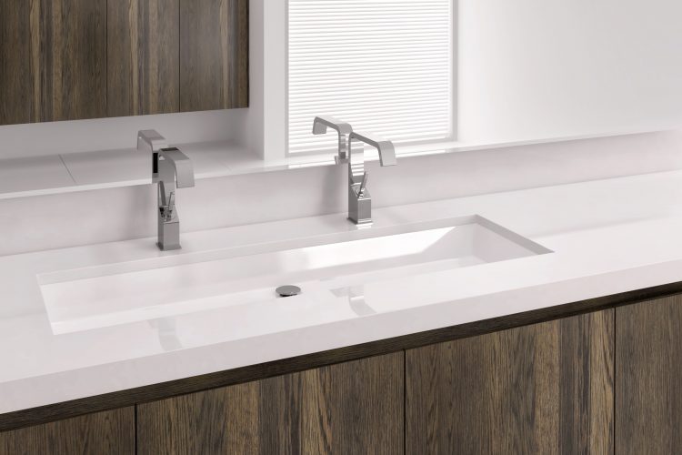 VC842U Undermount sinks by Wetstyle. Large rectangular sink with double faucets